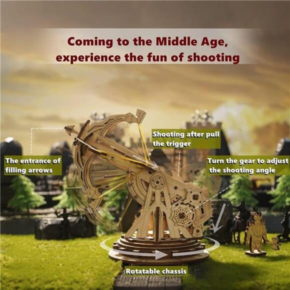 Rowood 3D Puzzles for Adults Teens, DIY Catapult Mechanical Wooden Model Kits - Picture 6 of 7